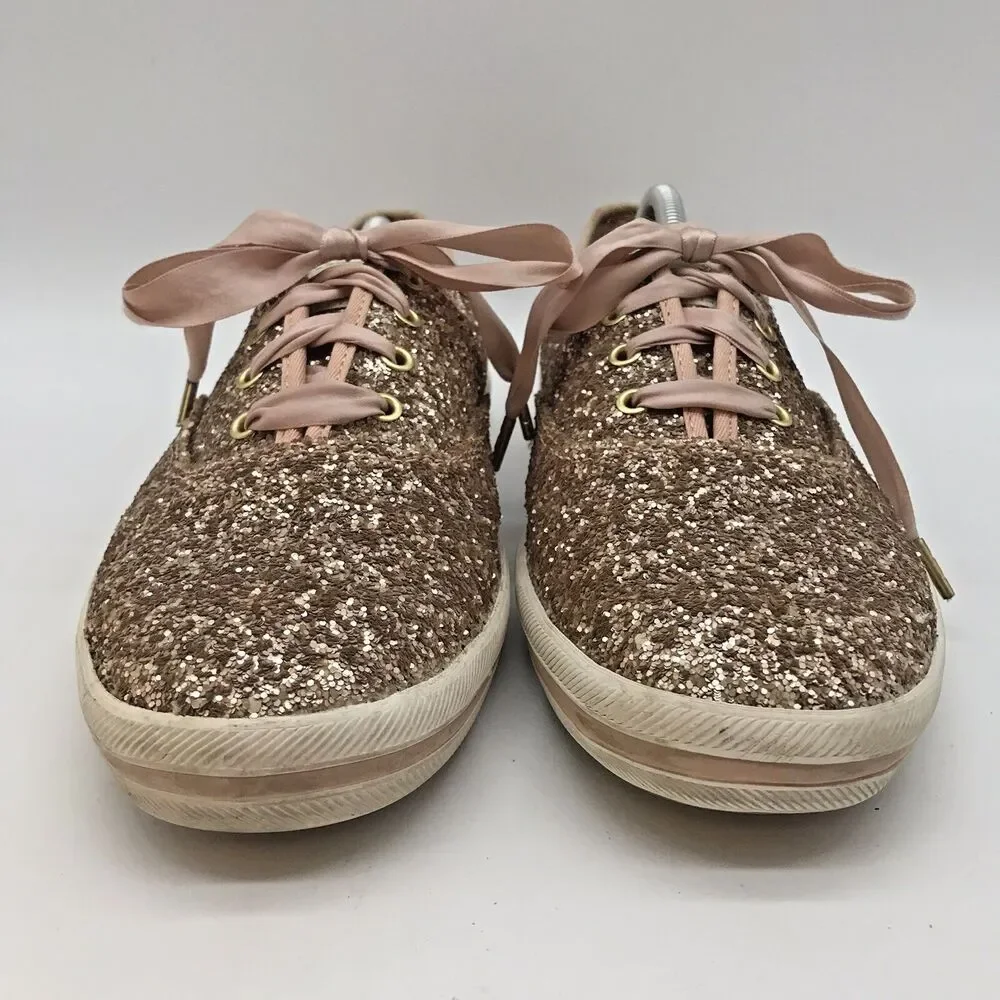 Keds for Kate Spade Champion Glitter Sneakers Women's 9 Pink Rose Gold Shoes